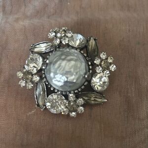 Vintage 60’s unmarked Elegant Silver and Crystal Brooch